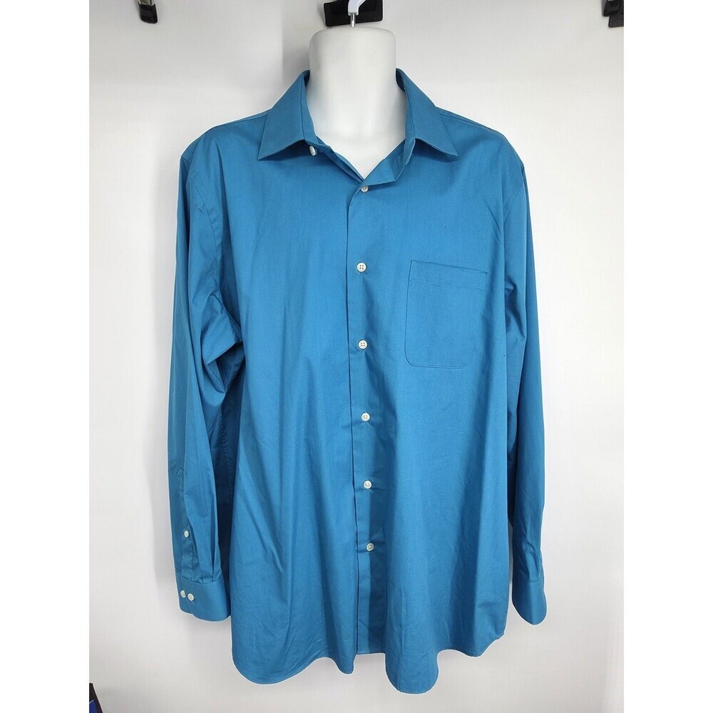 Croft & Barrow Dress Shirt Mens XL 17-17.5 36 Blue Classic Fit Long Sleeve